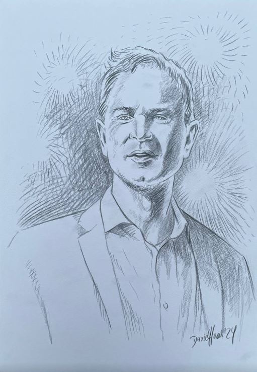 Daniele Ganser - handgemalt von Daniel Haas