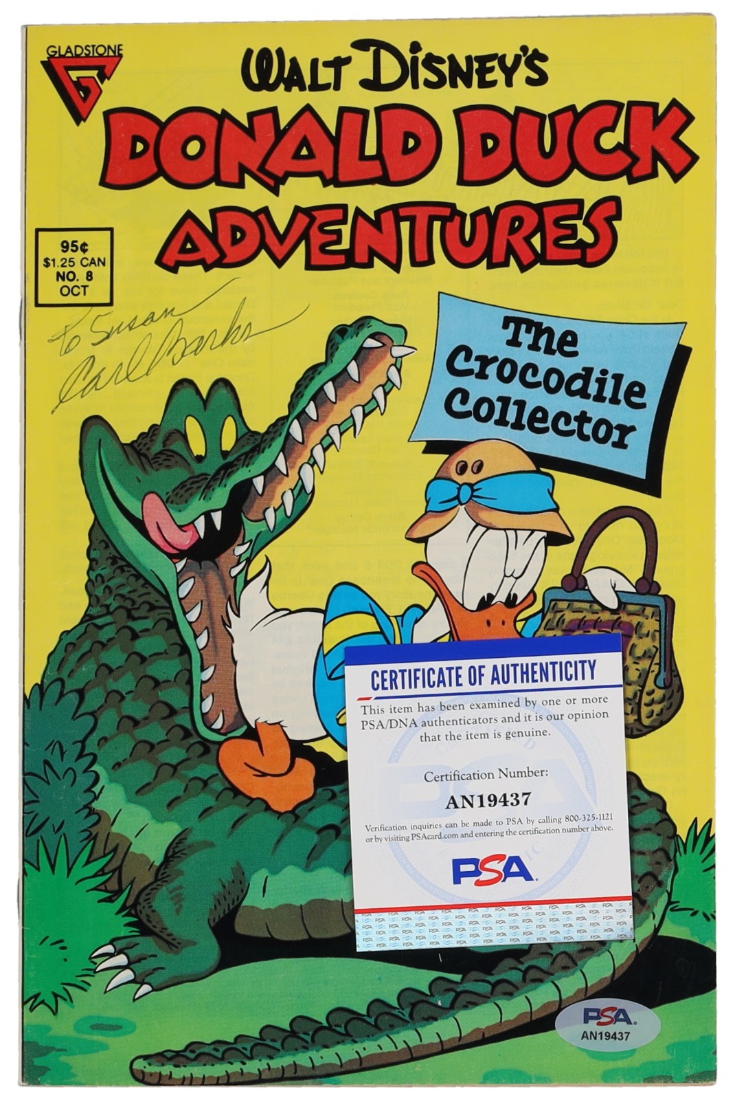 Carl Barks signiert: Donald Duck Adventures #8 (1988) PSA