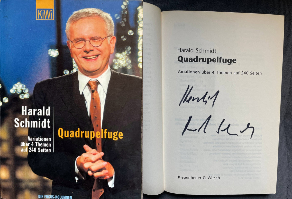 Harald Schmidt signiertes Buch "Quadrupelfuge