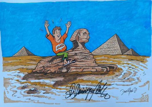 Dominique Görlitz auf der Sphinx - handgezeichnet und handsigniert