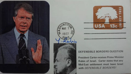 Yitzhak Rabin (1922–1995) – Signierter offizieller US-Ersttagsbrief, Washington D.C., 7. März 1977