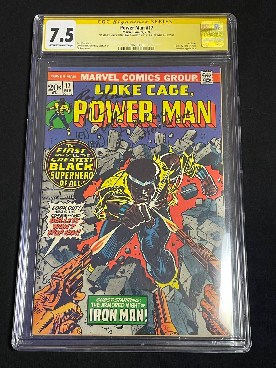 Billy Graham & Mike Colter signiert: Power Man #17 (Februar 1974)