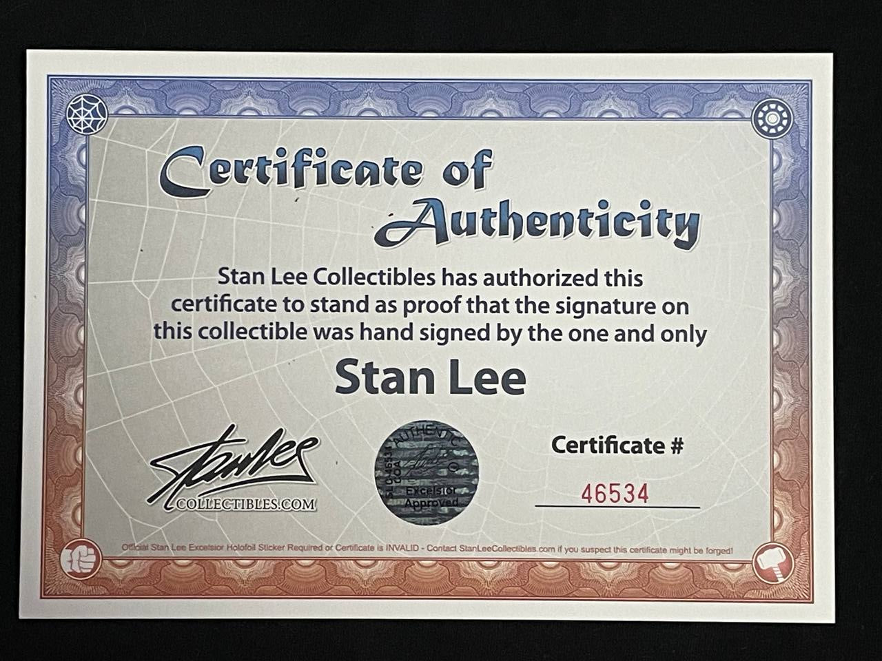 Stan Lee Original Autogramm 20x30 mit Zertifikat