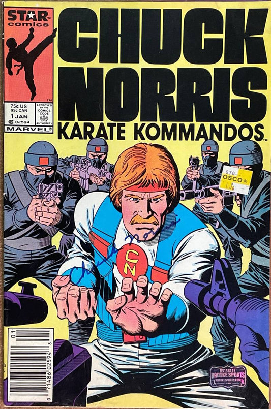 Chuck Norris (+) signierter Comic (Karate Kommandos) von 1987
