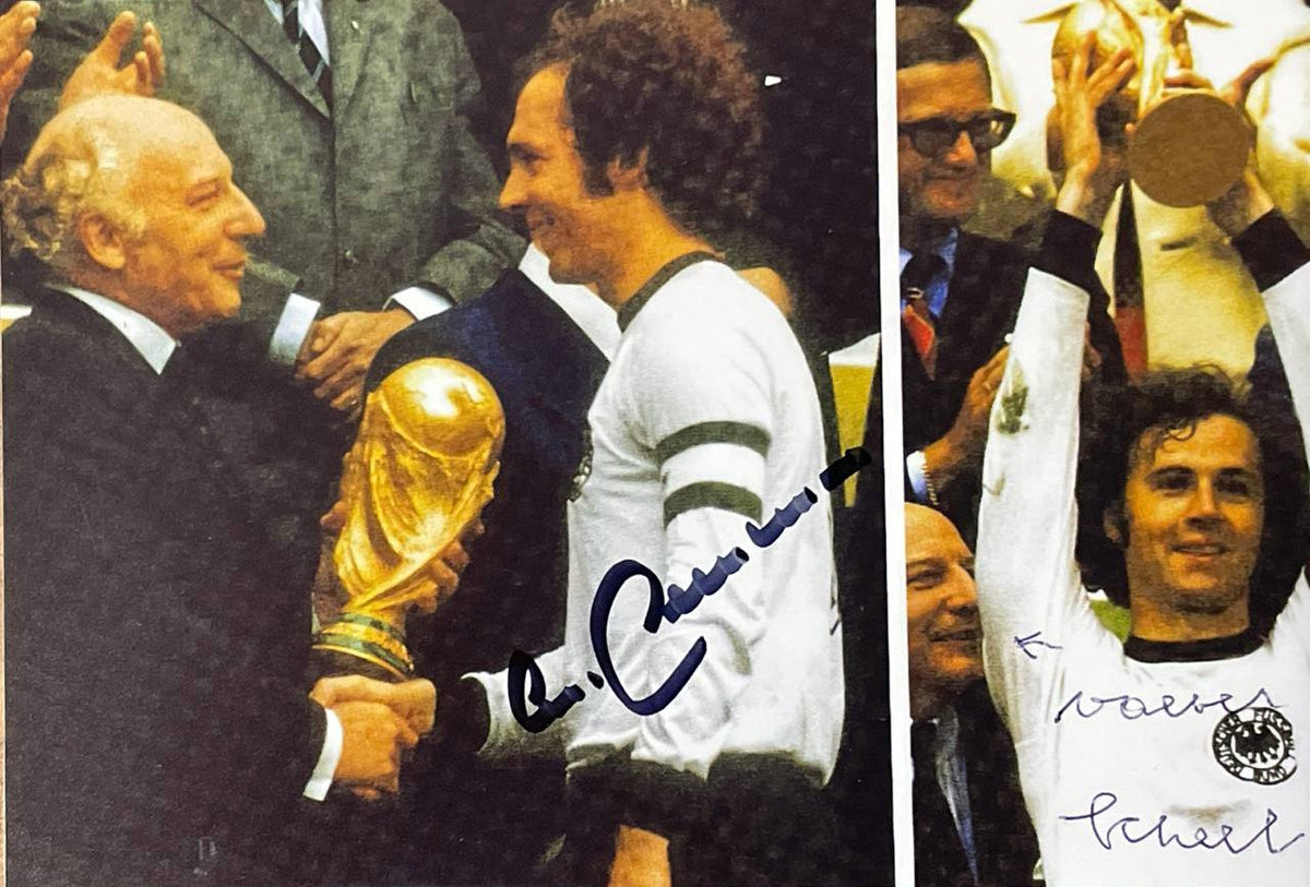 Walter Scheel & Franz Beckenbauer signiertes Foto