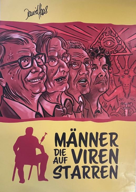 Handsigniertes Blookbooster-Plakat (UNIKAT) - Männer die auf Viren starren