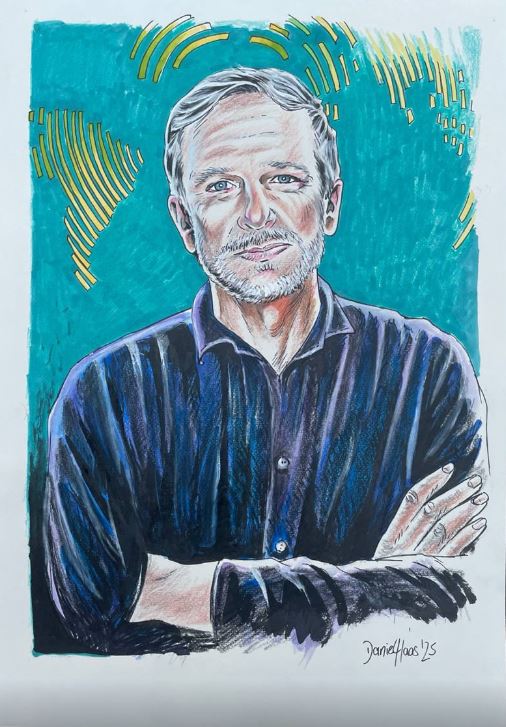 Alexander Teske (Inside Tagesschau) - handegemaltes Portrait von Daniel Haas